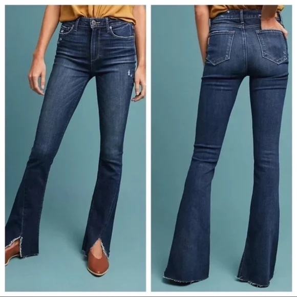 PAIGE Jeans Womens 32 High Rise Lou Lou Flare Twisted Seam Raw HemDistressed Y2K - Picture 1 of 15
